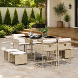 9-Piece Outdoor Dining Set: Dimensions and Features