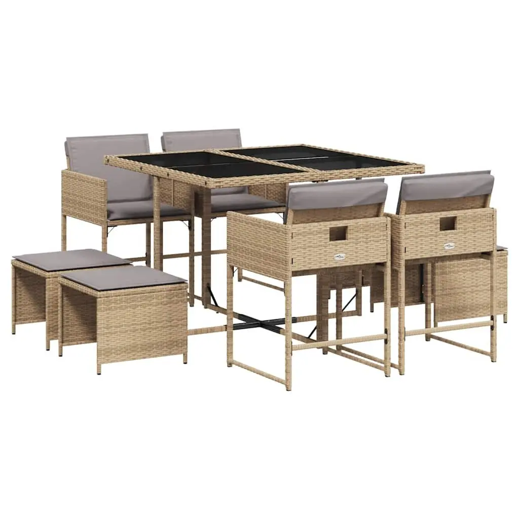 Garden Dining Set Outdoor Furniture Patio 9 Piece Beige