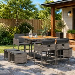 9 Piece Garden Dining Set with Acacia Wood Table