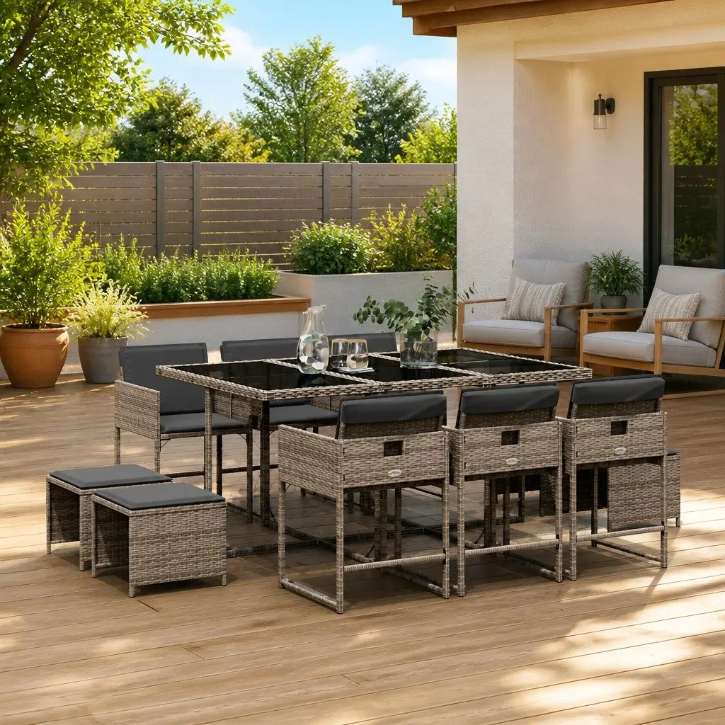 11-Piece Grey Garden Dining Set
