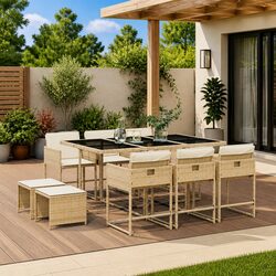 Specifications of 11 Piece Garden Dining Set: Beige PE Rattan