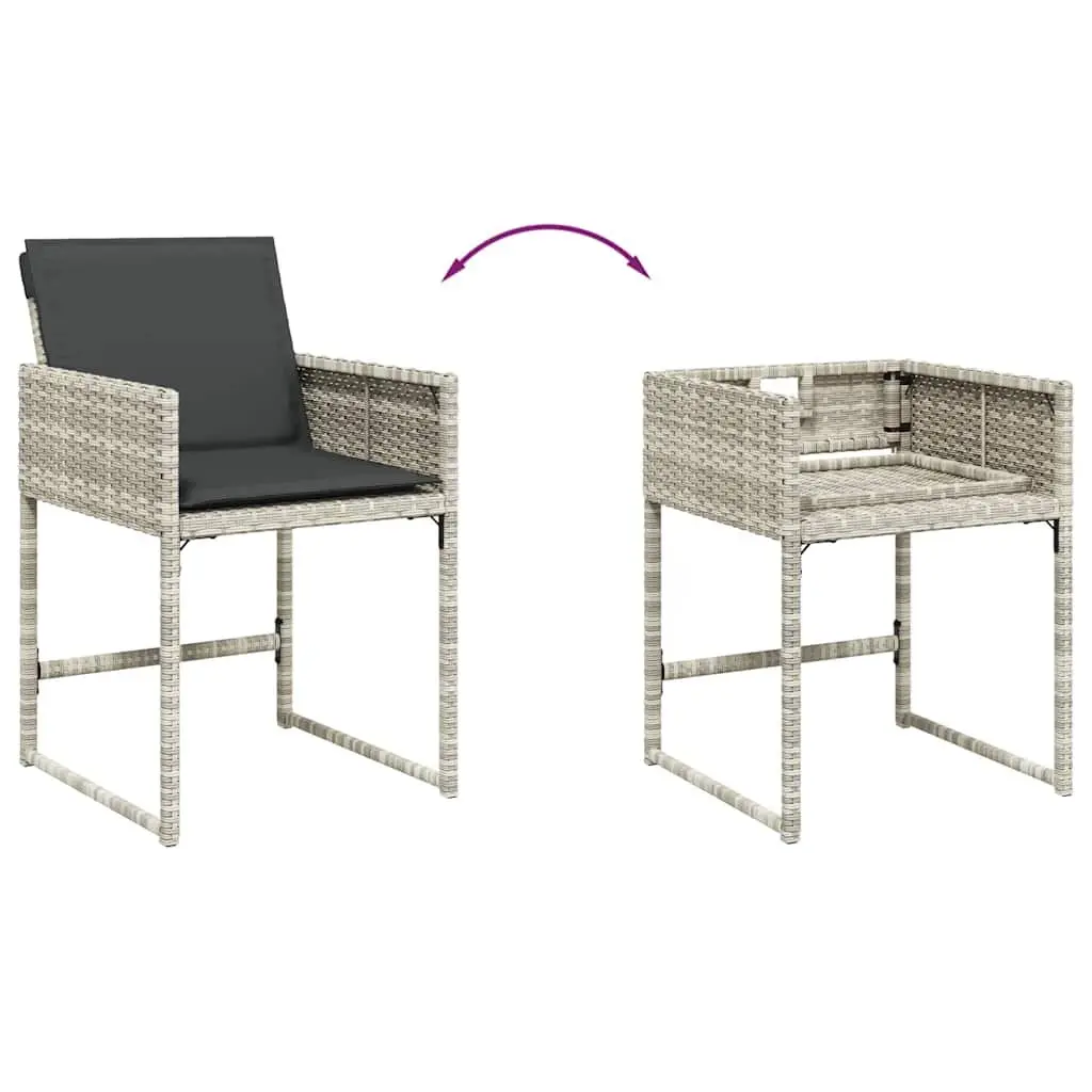 Garden Dining Set 11 Piece Poly Rattan Grey Outdoor Furniture with Cushions