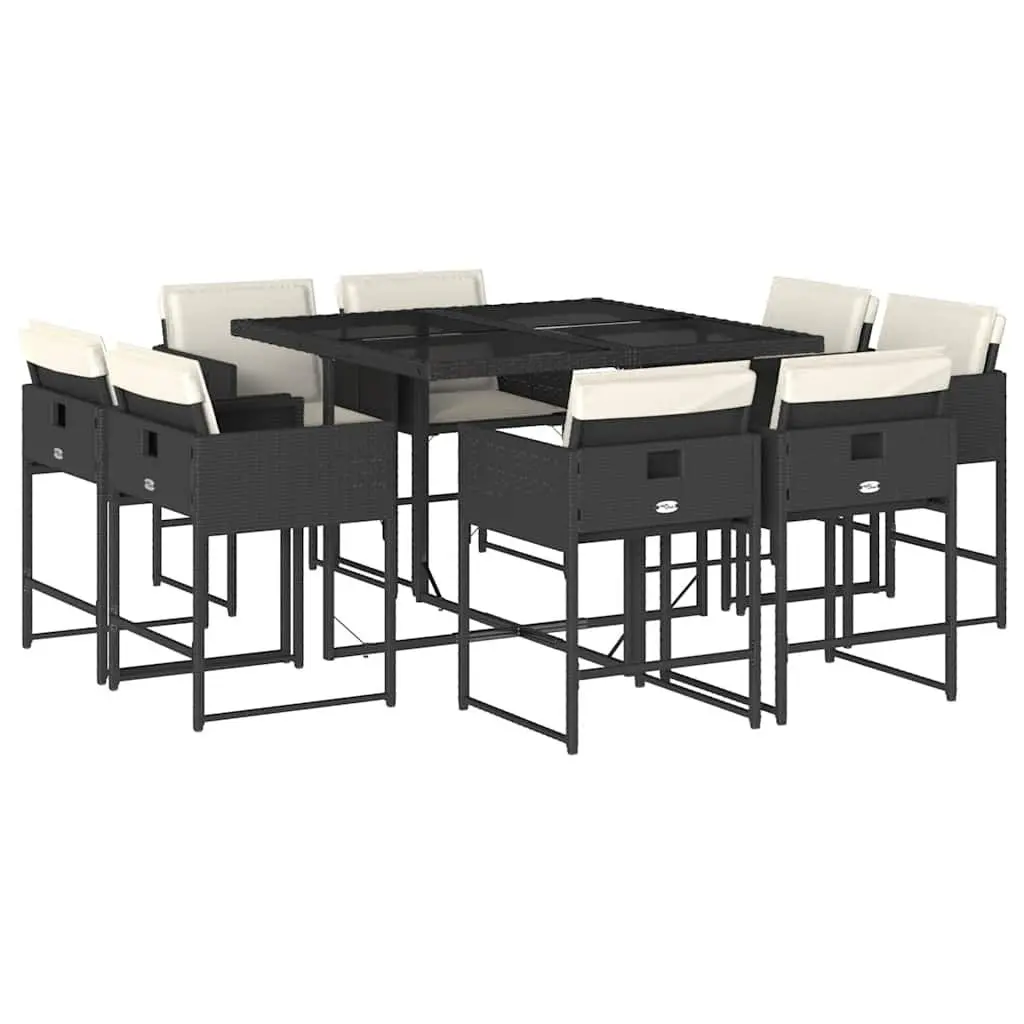 Garden Dining Set 9 Piece Outdoor Patio Furniture Black