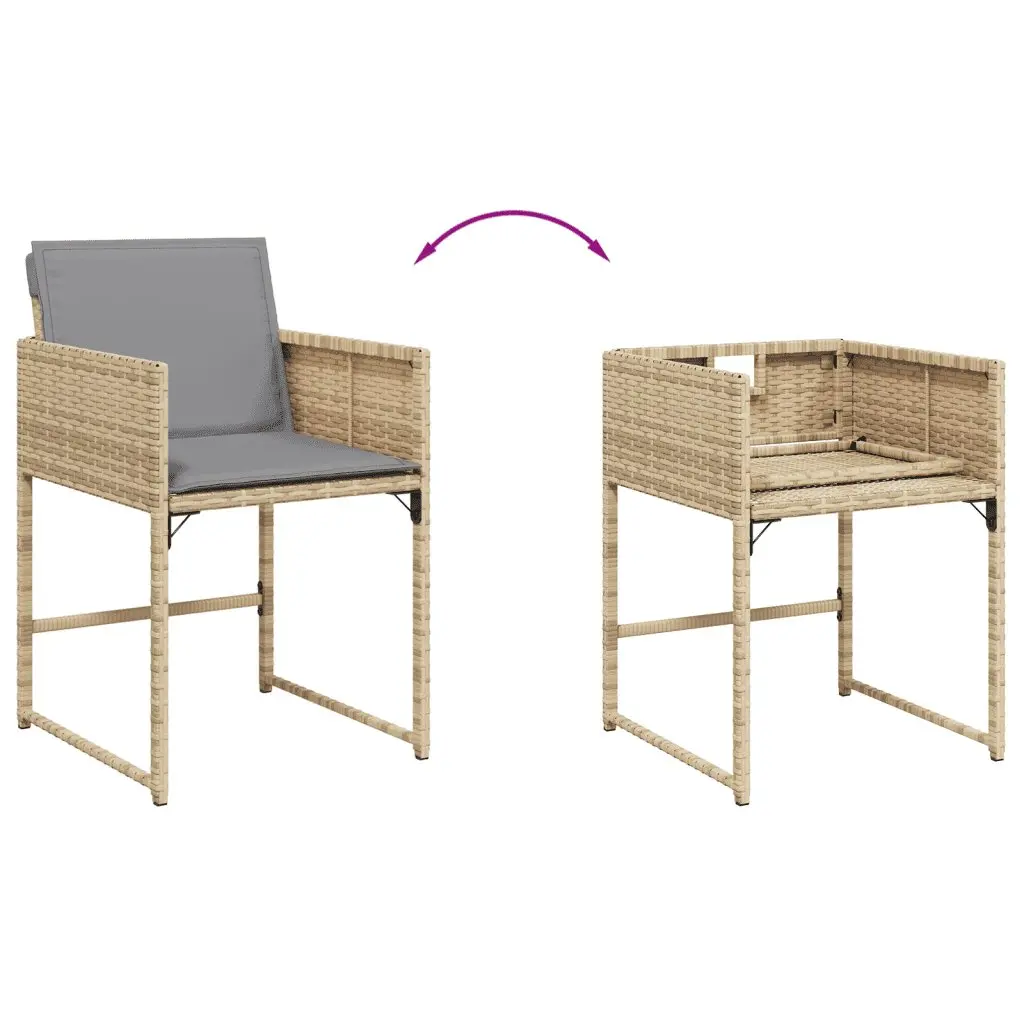 Garden Dining Set 9 Piece Outdoor Furniture Table Chairs Cushions Beige Poly