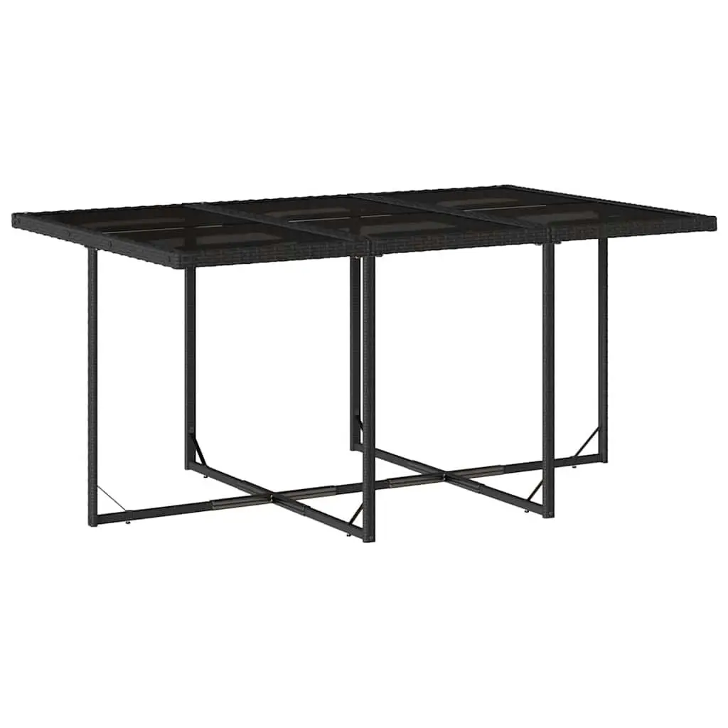 Outdoor Garden Dining Set 11 Piece Black Poly Rattan Chairs Table Cushions