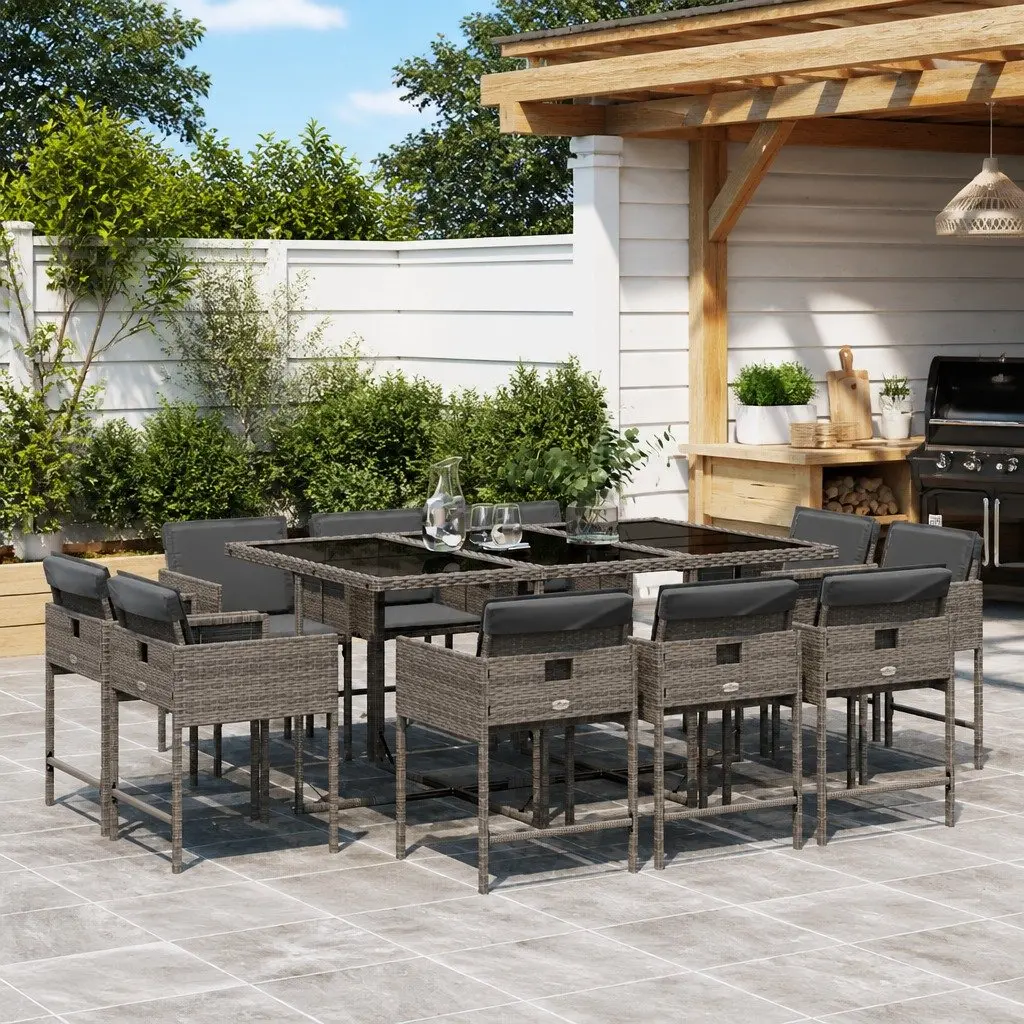 11 Piece Garden Dining Set in Grey