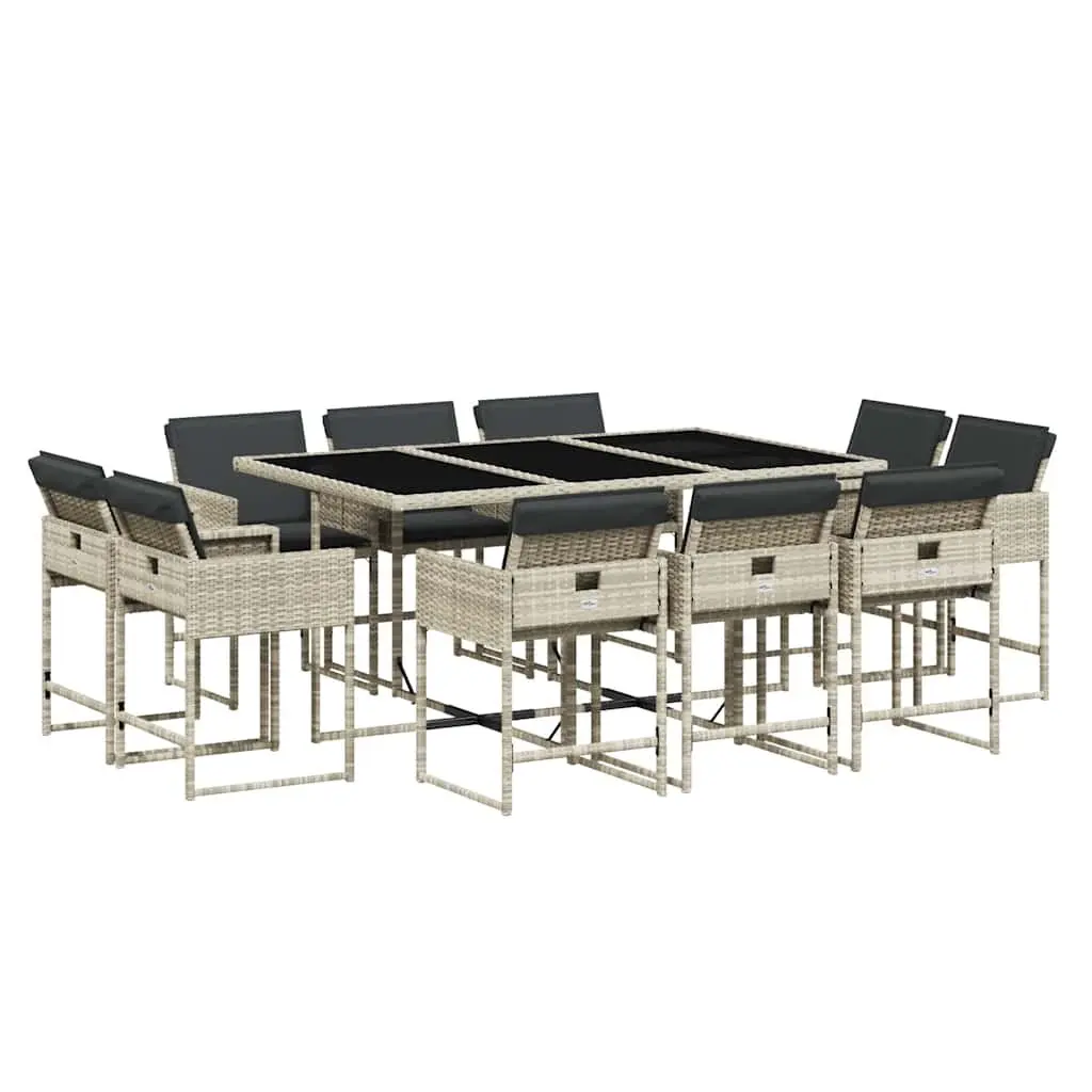 Garden Dining Set Outdoor Furniture 11 Piece Grey Poly Rattan Chairs Table