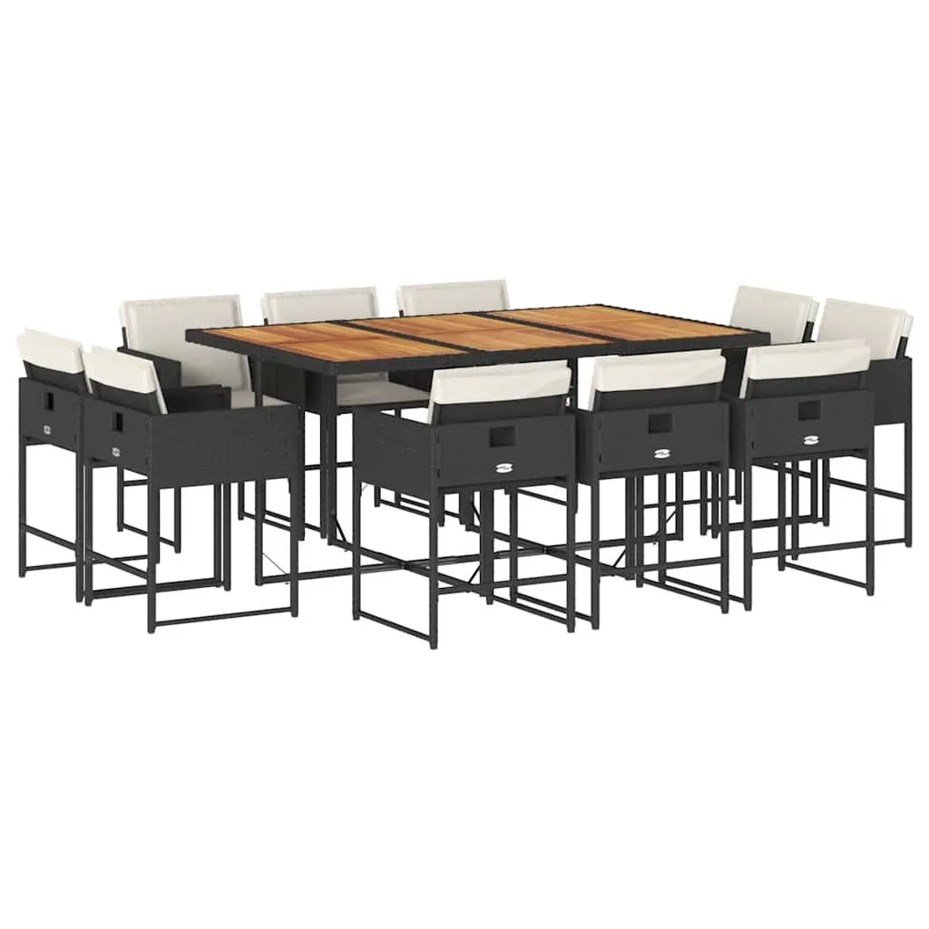 Garden Dining Set Outdoor Furniture 11 Piece Table Chairs with Cushions Black