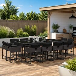 Black Poly Rattan Outdoor Dining Set - 13 Pieces