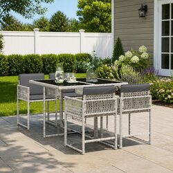 5 Piece Grey Garden Dining Set - Specifications Included