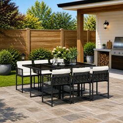 7 Piece Garden Dining Set: Dimensions & Materials