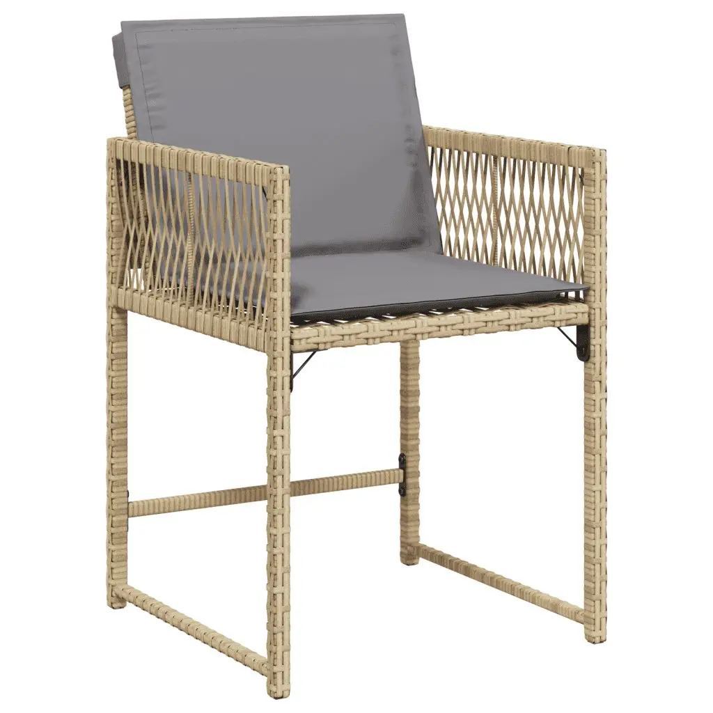 Garden Dining Set 9 Piece Outdoor Patio Furniture Beige Poly Rattan Cushions