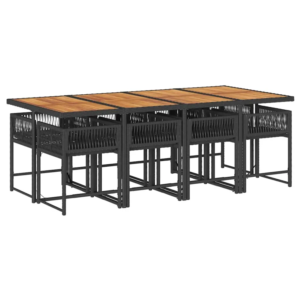 Garden Dining Set 9 Piece Outdoor Patio Furniture Black