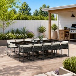 11 Piece Garden Dining Set: Dimensions and Materials