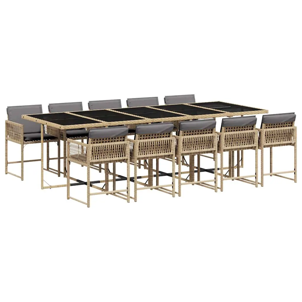 Garden Dining Set 11 Piece Outdoor Furniture PE Rattan Chairs Table for Backyard Patio
