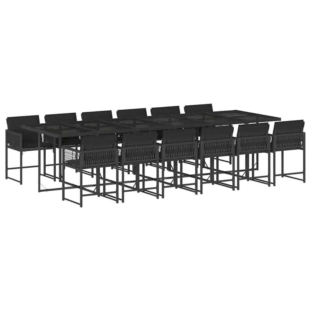 13 Piece Outdoor Dining Set Patio Garden Furniture Black Poly Rattan Chairs Table