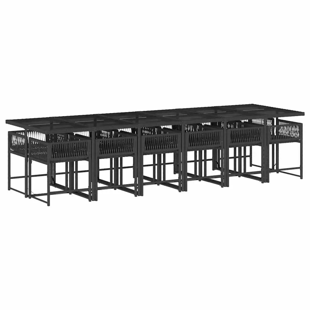 13 Piece Outdoor Dining Set Patio Garden Furniture Black Poly Rattan Chairs Table