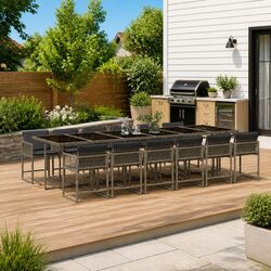 Grey Garden Dining Set: 13-Piece Outdoor Furniture Set