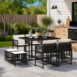 9-Piece Black PE Rattan Outdoor Dining Set Specifications