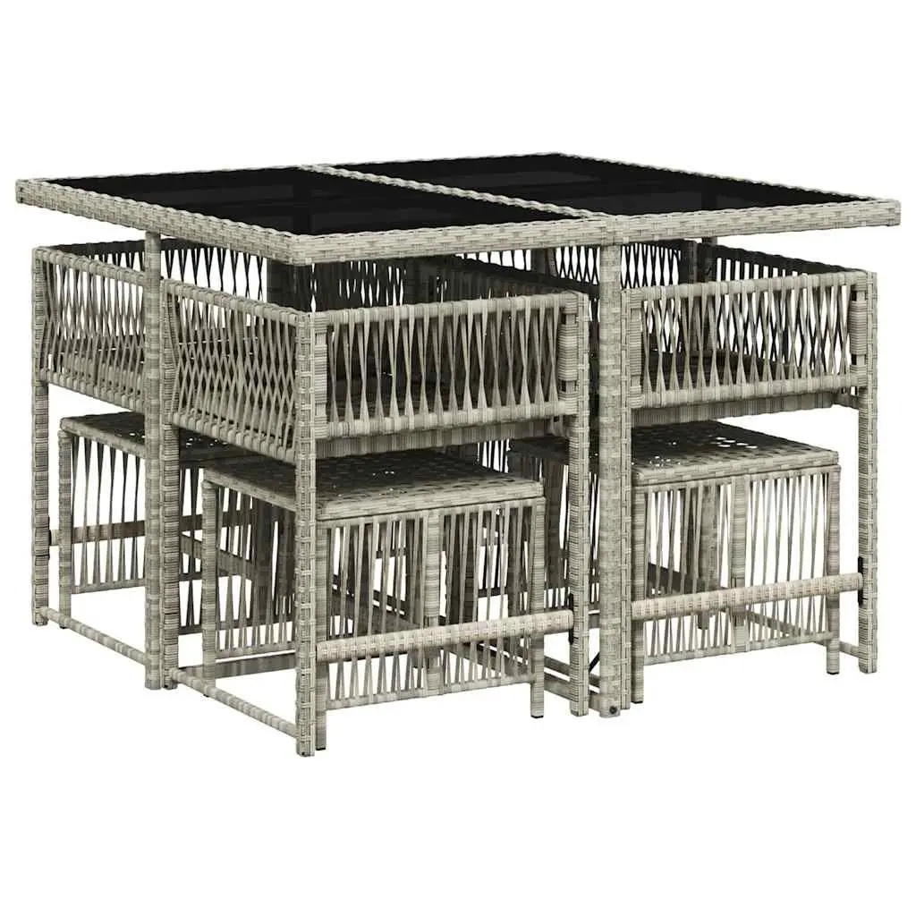Garden Dining Set 9 Piece Outdoor Furniture Grey Poly Rattan Patio