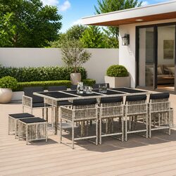Garden Dining Set 13 Piece Outdoor Furniture Grey Poly Rattan Chairs Table Patio