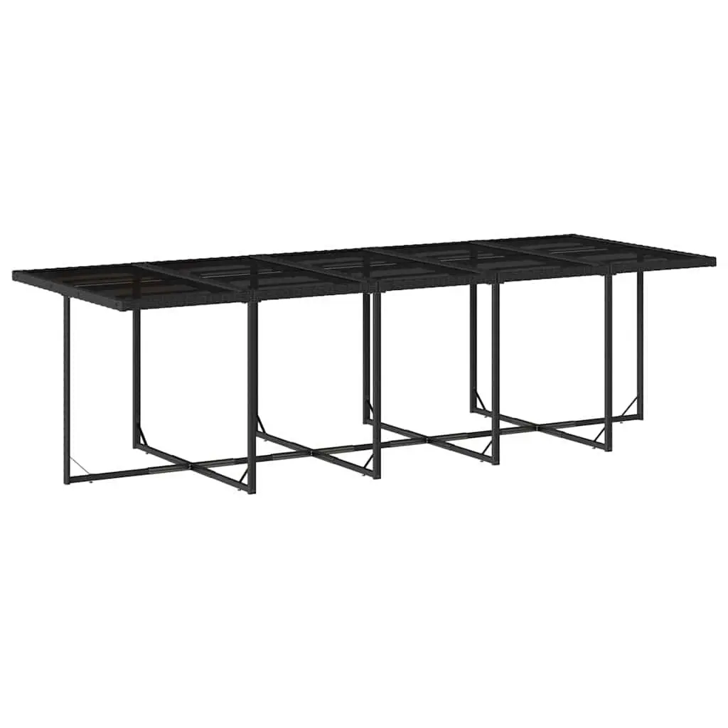 15 Piece Outdoor Dining Set for Patio and Garden Black PE Rattan Chairs Table with Cushions