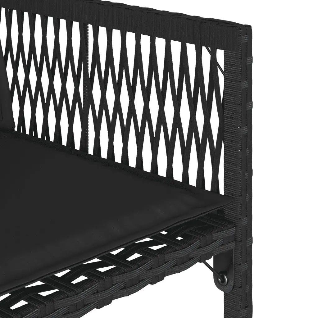 15 Piece Outdoor Dining Set for Patio and Garden Black PE Rattan Chairs Table with Cushions