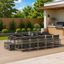 15-Piece Grey Garden Dining Set: Specs and Features