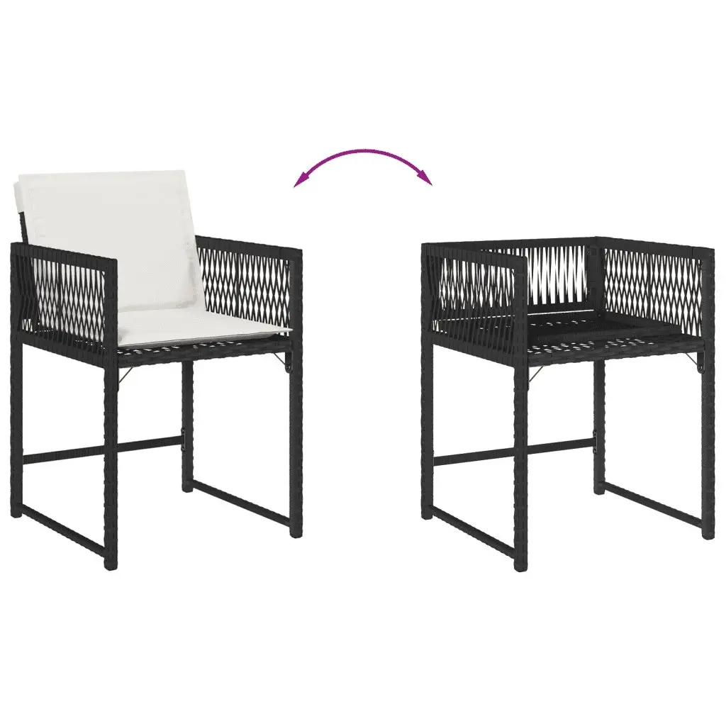 9 Piece Outdoor Garden Dining Set for Patio Black Poly Rattan