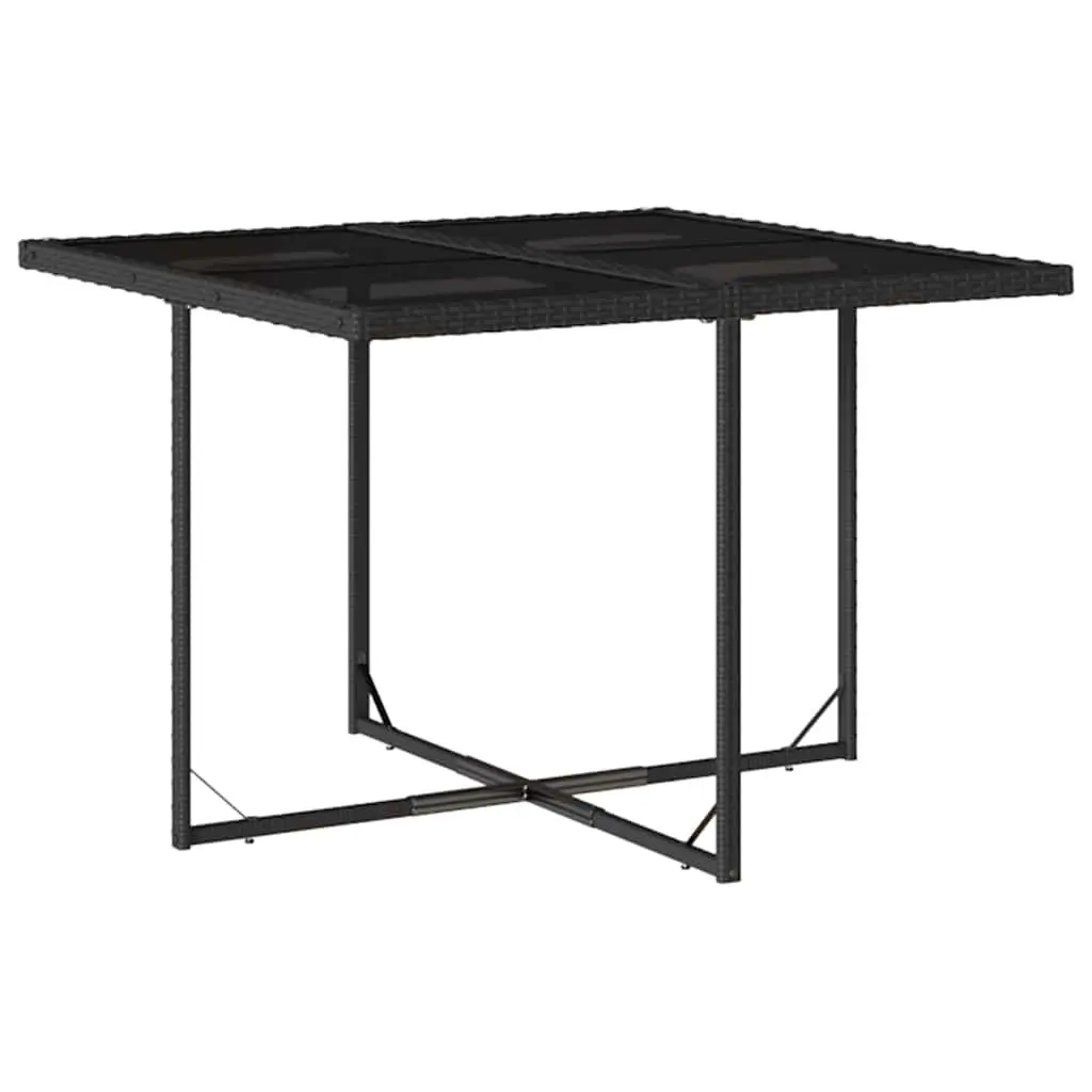 9 Piece Outdoor Garden Dining Set with Cushions Black Poly Rattan Patio