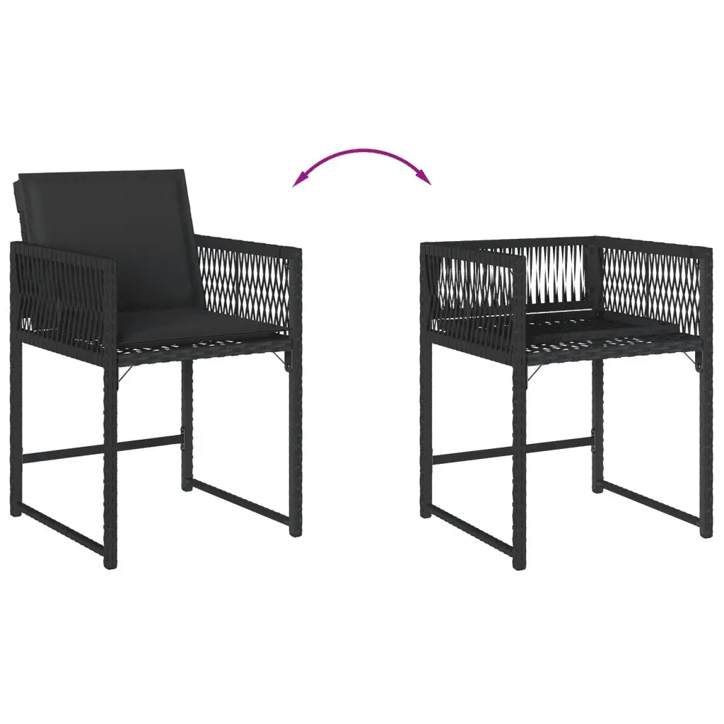 9 Piece Outdoor Garden Dining Set with Cushions Black Poly Rattan Patio