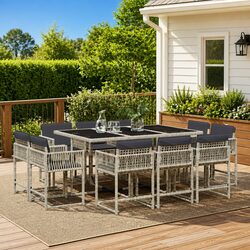 Specifications of 11 Piece Grey Poly Rattan Dining Set