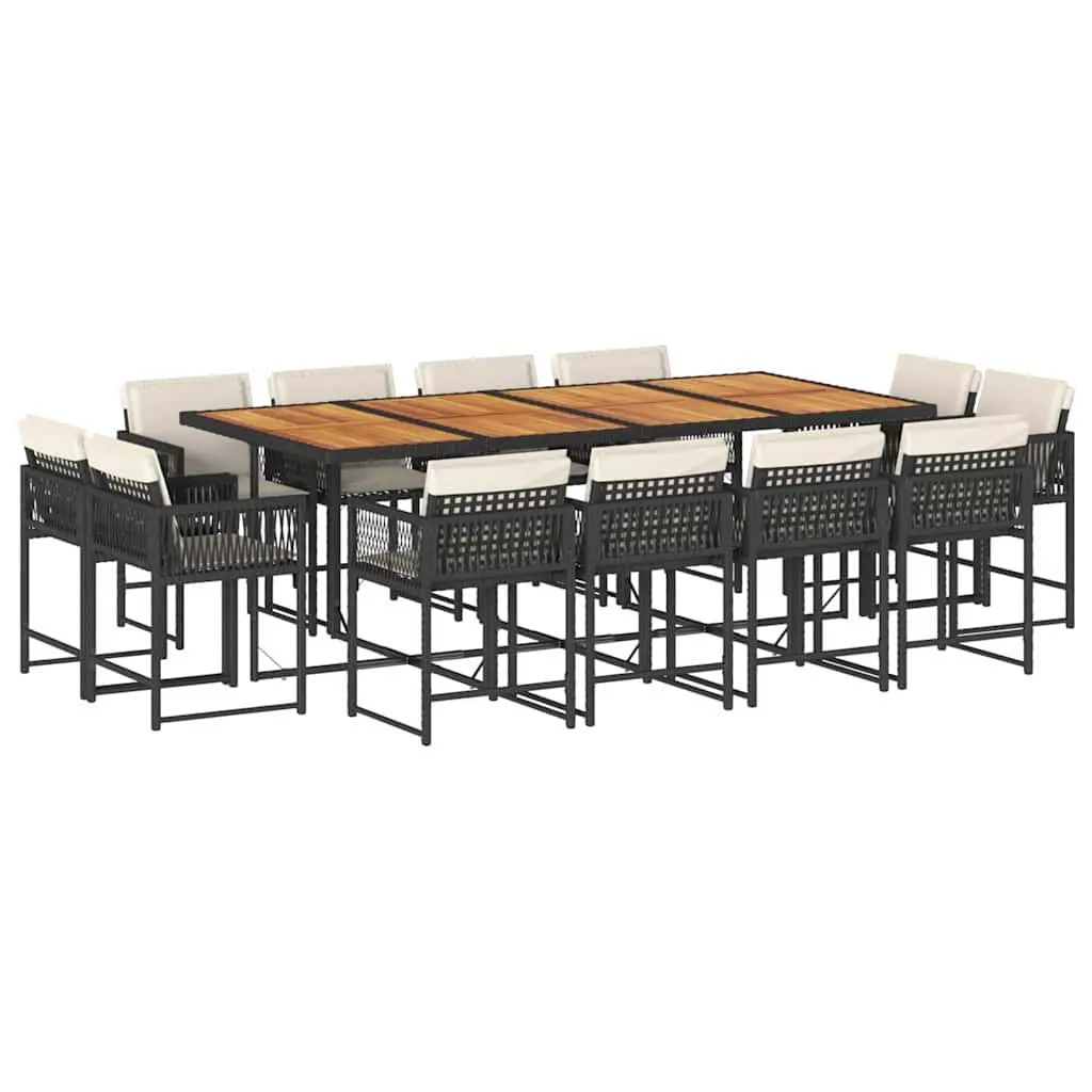 Black Poly Rattan 13-Piece Garden Dining Set