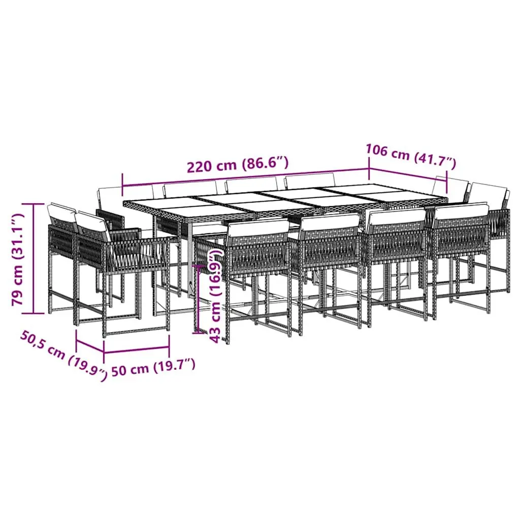 Black Poly Rattan 13-Piece Garden Dining Set