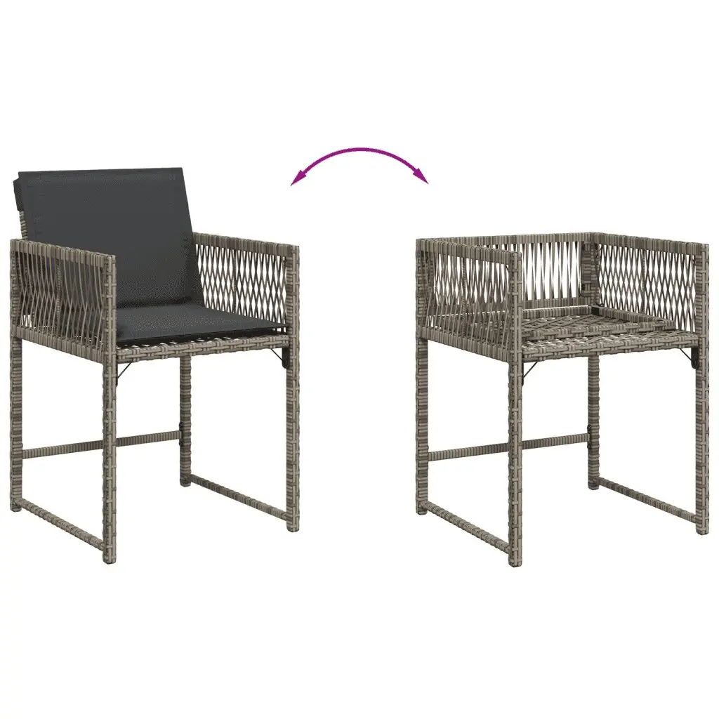 15 Piece Garden Dining Set Outdoor Use Grey Poly Rattan Chairs Table