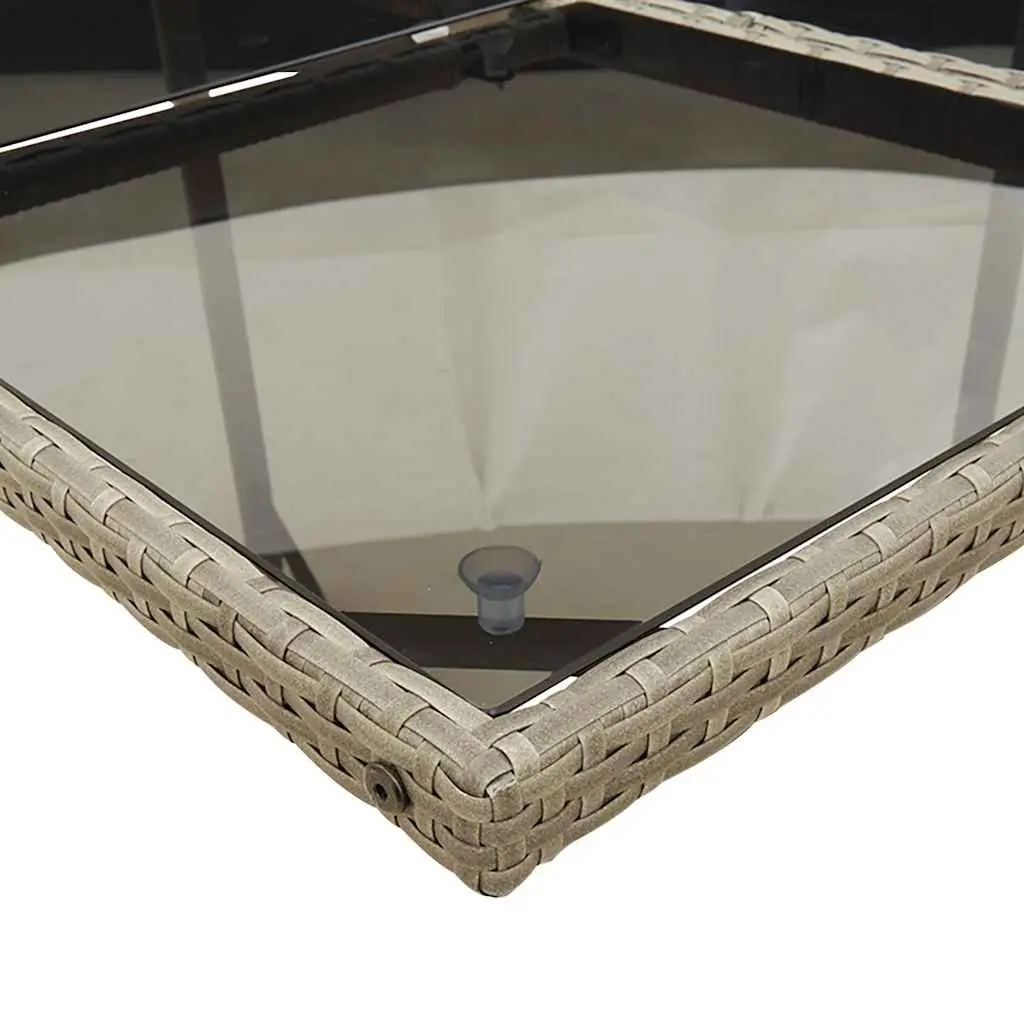Outdoor Dining Set 17 Piece Grey Rattan Chairs and Glass Table for Patio Garden