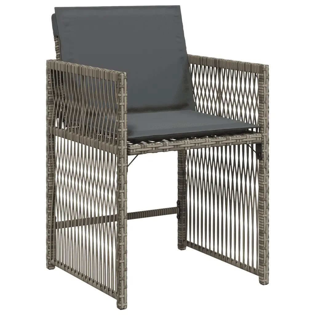 Outdoor Dining Set Garden Furniture 5 Piece Grey Poly Rattan with Cushions