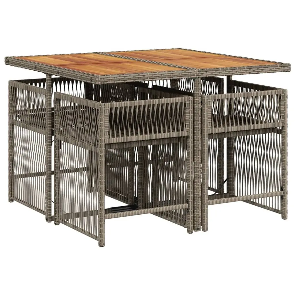 Outdoor Dining Set Garden Furniture 5 Piece Grey Poly Rattan with Cushions
