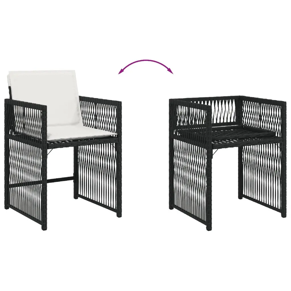 Garden Dining Set Outdoor Patio 5 Piece Black Poly Rattan Chairs Table
