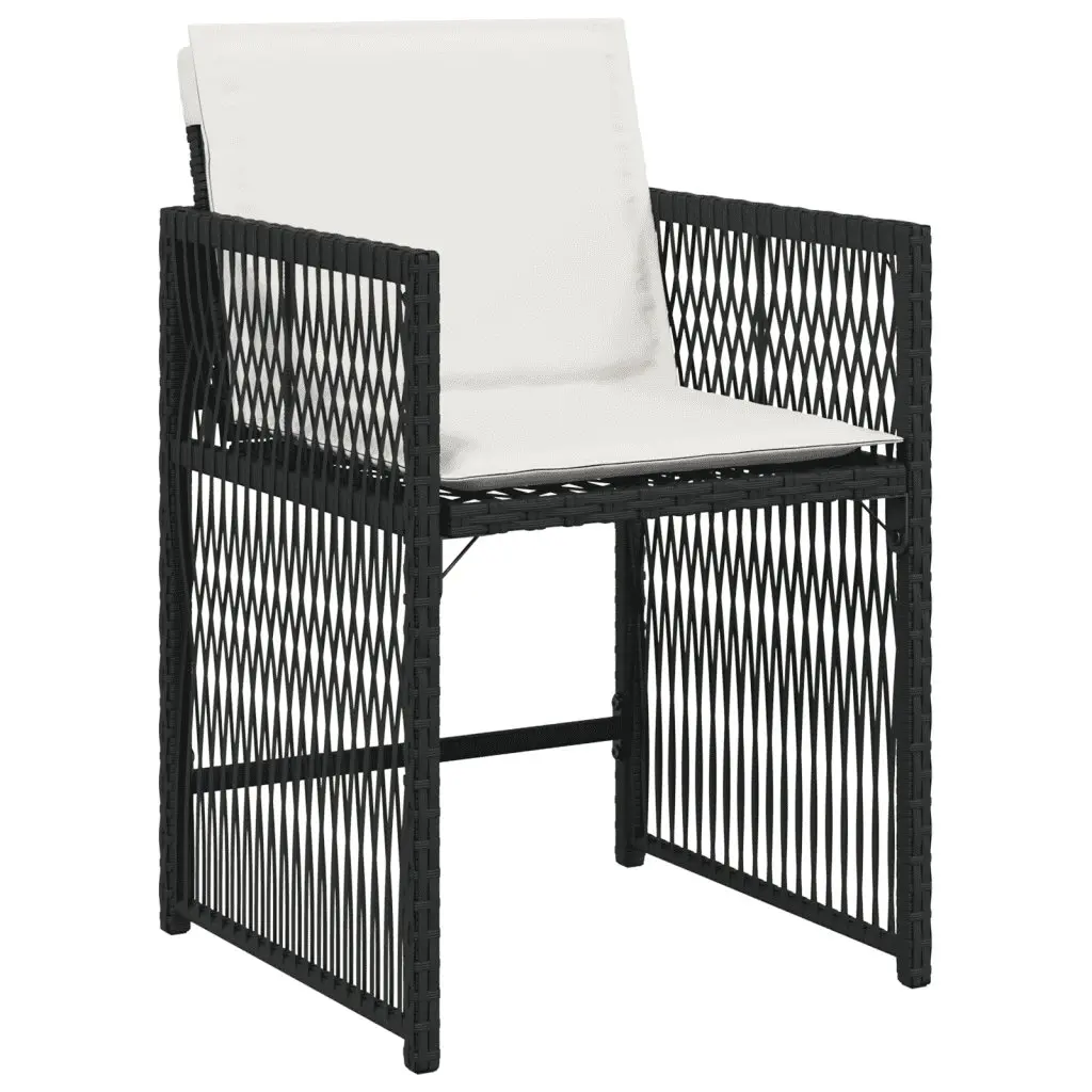 7 Piece Outdoor Garden Dining Set with Cushions Black PE Rattan Table Chairs