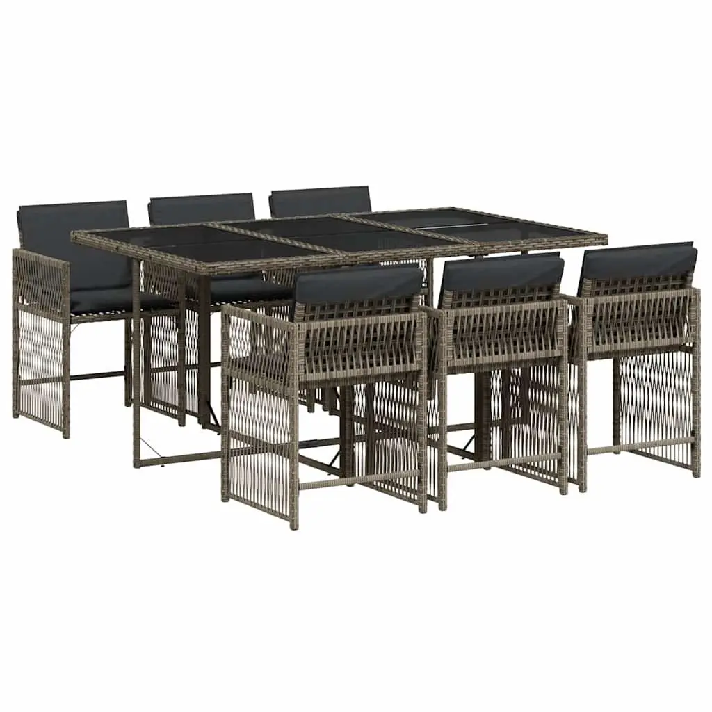 Garden Dining Set 7 Piece Outdoor Furniture Grey Poly Rattan Table