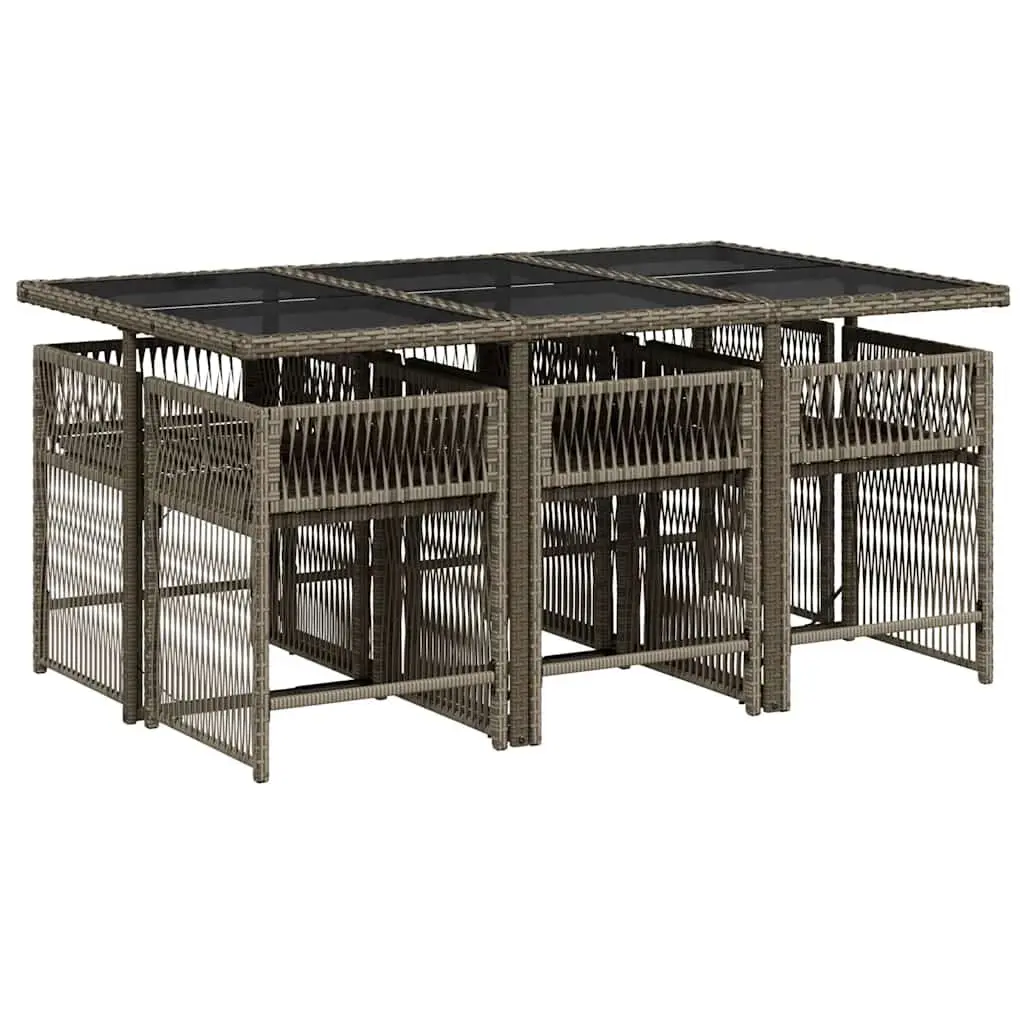 Garden Dining Set 7 Piece Outdoor Furniture Grey Poly Rattan Table
