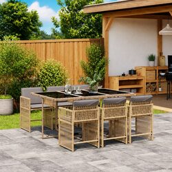 7 Piece Garden Dining Set Specifications: Rattan Chairs & Table