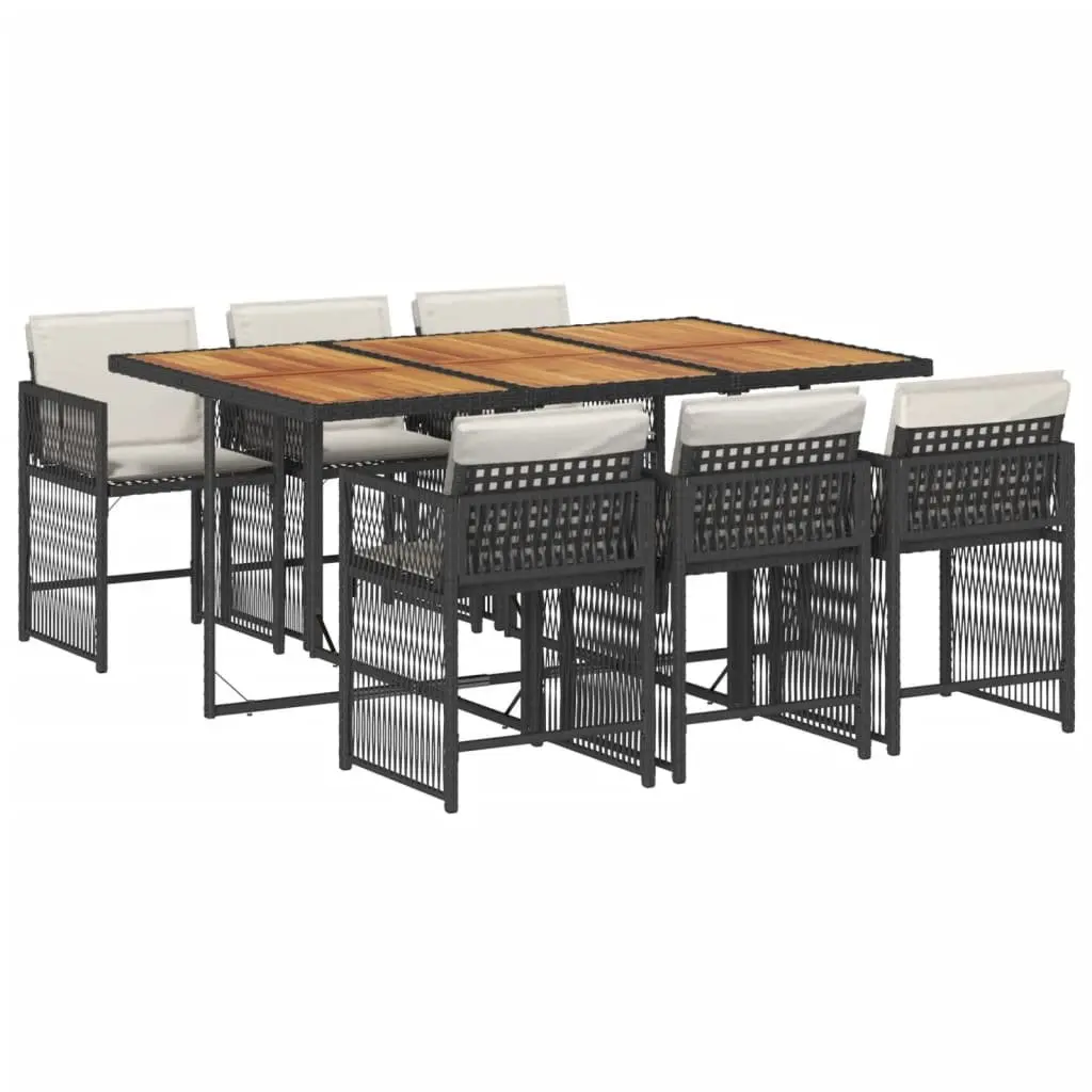 7 Piece Garden Dining Set with Cushions Black Outdoor Furniture Patio Table