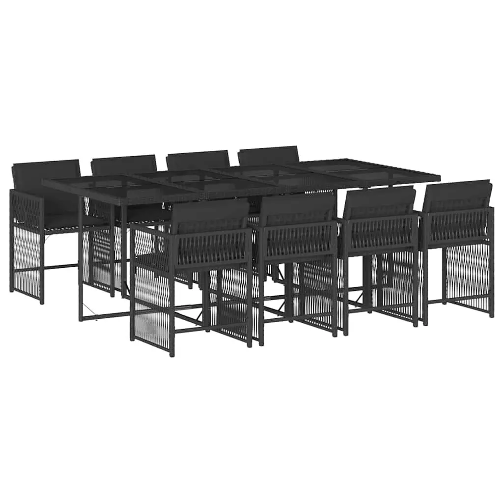 9 Piece Outdoor Dining Set Garden Patio Poly Rattan Chairs Table Cushions