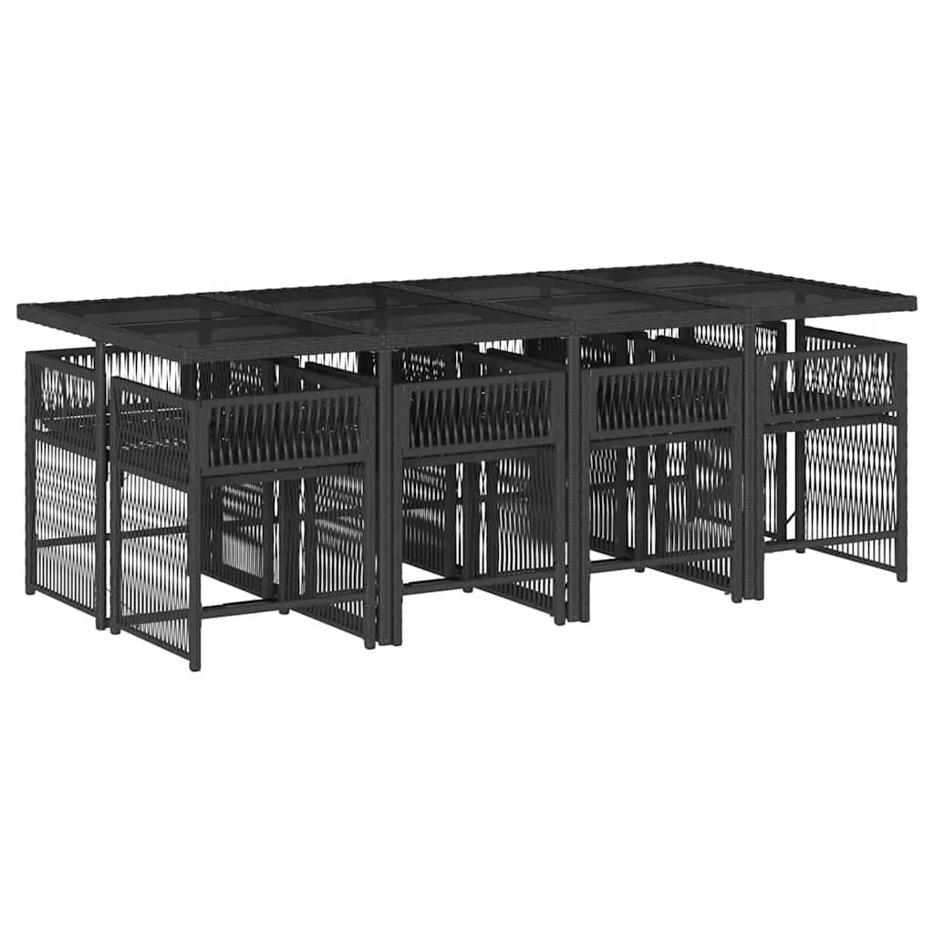 9 Piece Outdoor Dining Set Garden Patio Poly Rattan Chairs Table Cushions