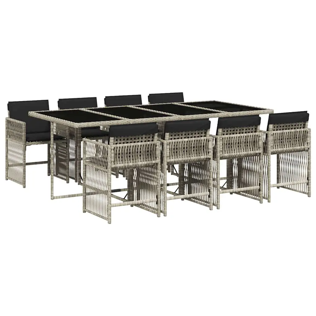 Garden Dining Set 9 Piece Outdoor Furniture Grey Poly Rattan Chairs Table
