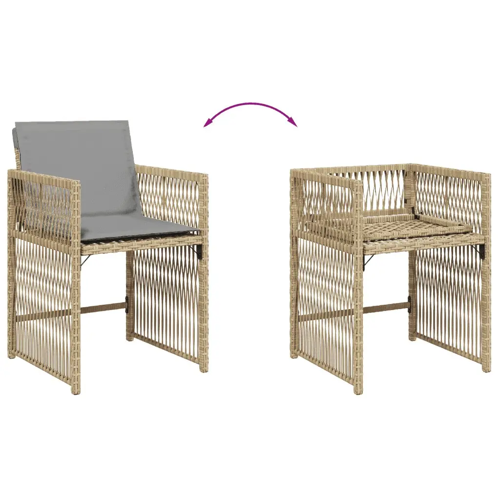 9 Piece Outdoor Dining Set Garden Patio Furniture Beige Poly Rattan with