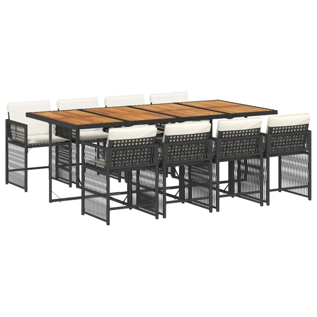 Outdoor Dining Set Garden Furniture 9 Piece Black Poly Rattan Chairs Table
