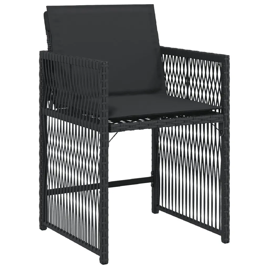 11 Piece Outdoor Dining Set Black Poly Rattan Patio Garden Furniture
